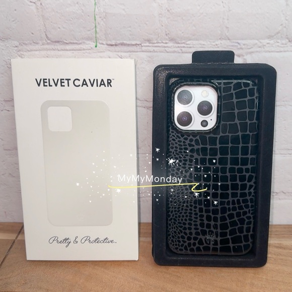 Velvet Caviar Black Croc Phone Case IPhone 14 Pro Max - Picture 2 of 4